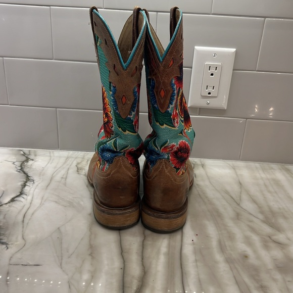 Ariat® Ladies Circuit Champion Floral Brown & Turquoise Boots - Picture 4 of 16